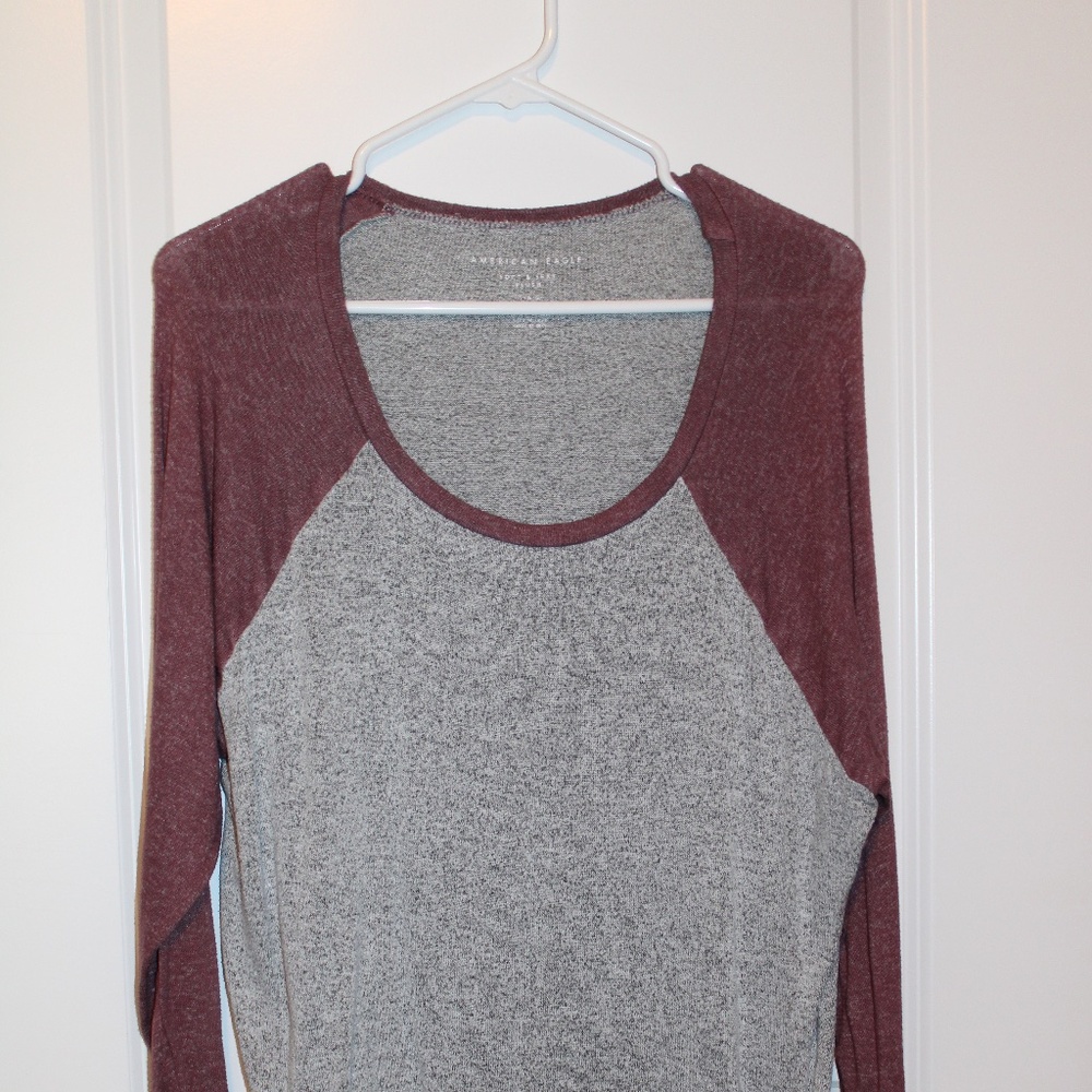American Eagle Long Sleeve Plush 2-Tone Top